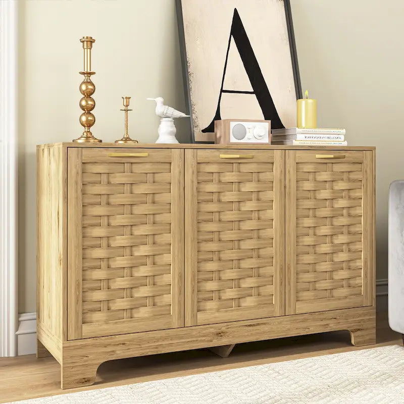 3-Door Wood Sideboard with Adjustable Shelf