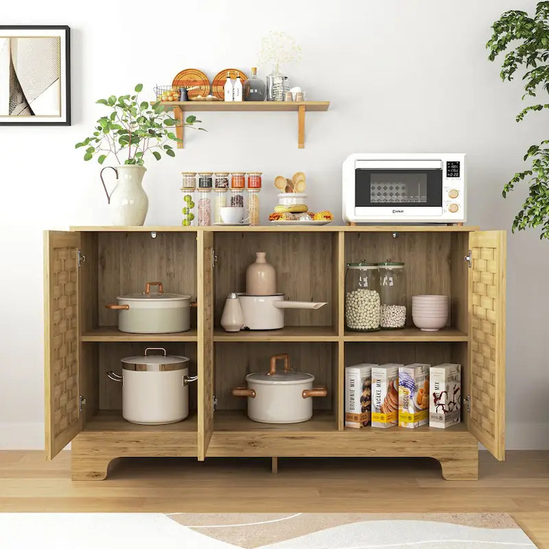 3-Door Wood Sideboard with Adjustable Shelf
