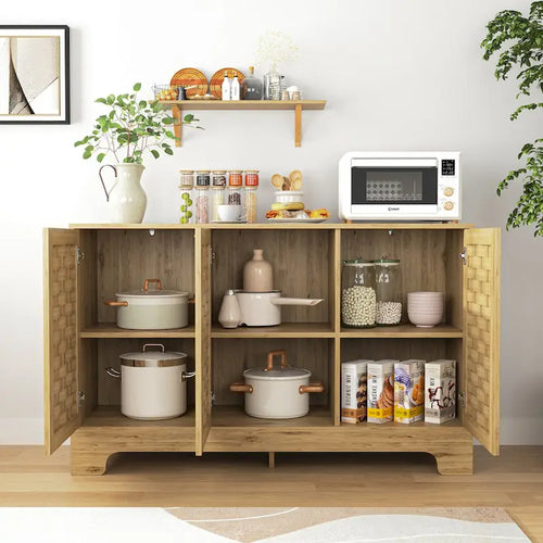 3-Door Wood Sideboard with Adjustable Shelf