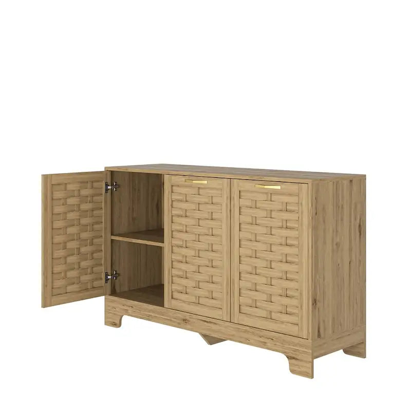 3-Door Wood Sideboard with Adjustable Shelf