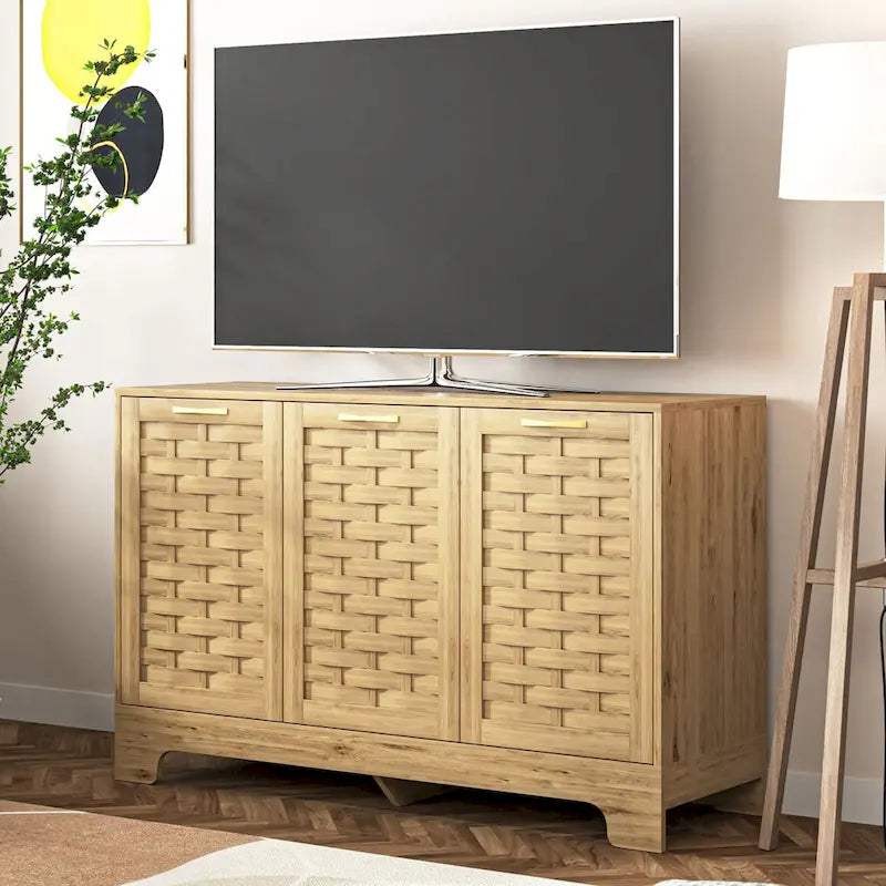 3-Door Wood Sideboard with Adjustable Shelf