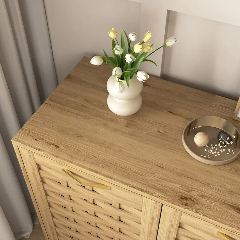 3-Door Wood Sideboard with Adjustable Shelf