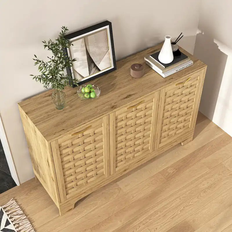 3-Door Wood Sideboard with Adjustable Shelf