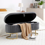 Oval Sherpa Storage Bench with Gold-Tone Metal Legs