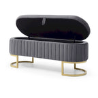 Oval Sherpa Storage Bench with Gold-Tone Metal Legs