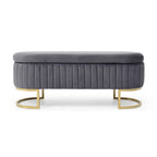 Oval Sherpa Storage Bench with Gold-Tone Metal Legs