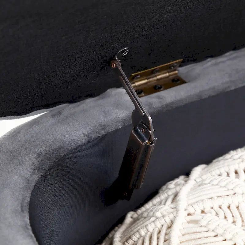 Oval Sherpa Storage Bench with Gold-Tone Metal Legs