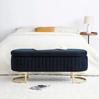Oval Sherpa Storage Bench with Gold-Tone Metal Legs