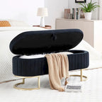 Oval Sherpa Storage Bench with Gold-Tone Metal Legs