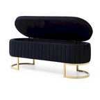 Oval Sherpa Storage Bench with Gold-Tone Metal Legs