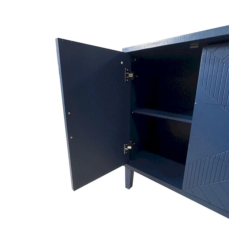 Carved 2-Door Storage Cabinet with 3 Drawers