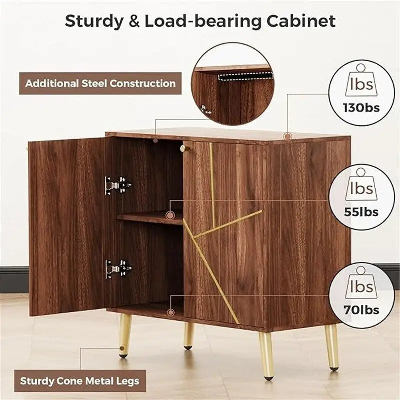 Freestanding Buffet Cabinet with Storage Shelves