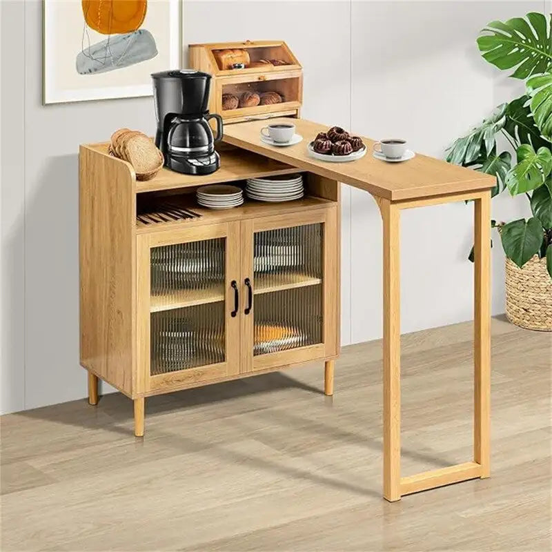 Freestanding Buffet Cabinet with Storage Shelves
