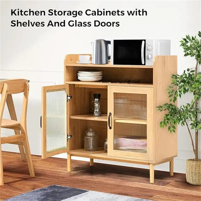 Freestanding Buffet Cabinet with Storage Shelves