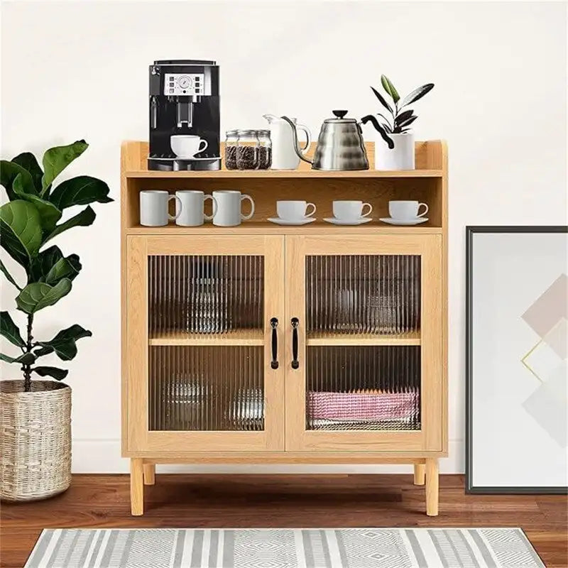 Freestanding Buffet Cabinet with Storage Shelves