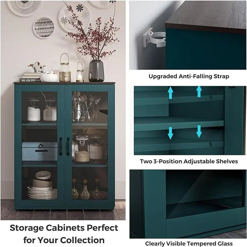 Freestanding Buffet Cabinet with Storage Shelves