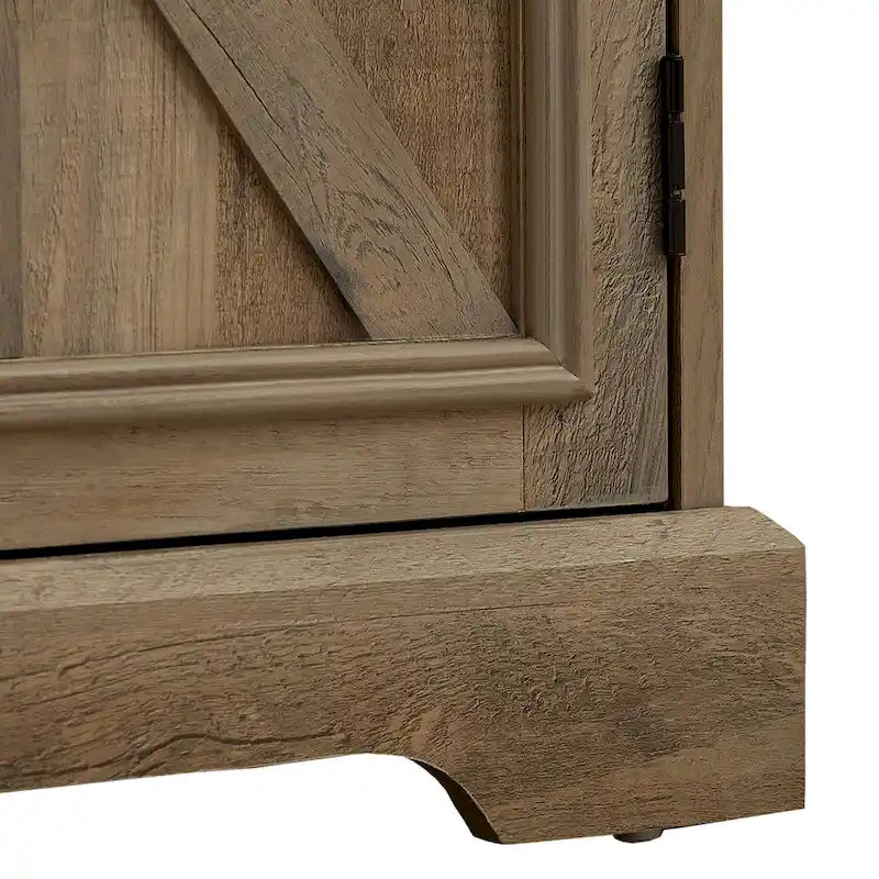 Barn Door Buffet Cabinet with Drawers and Wine Rack