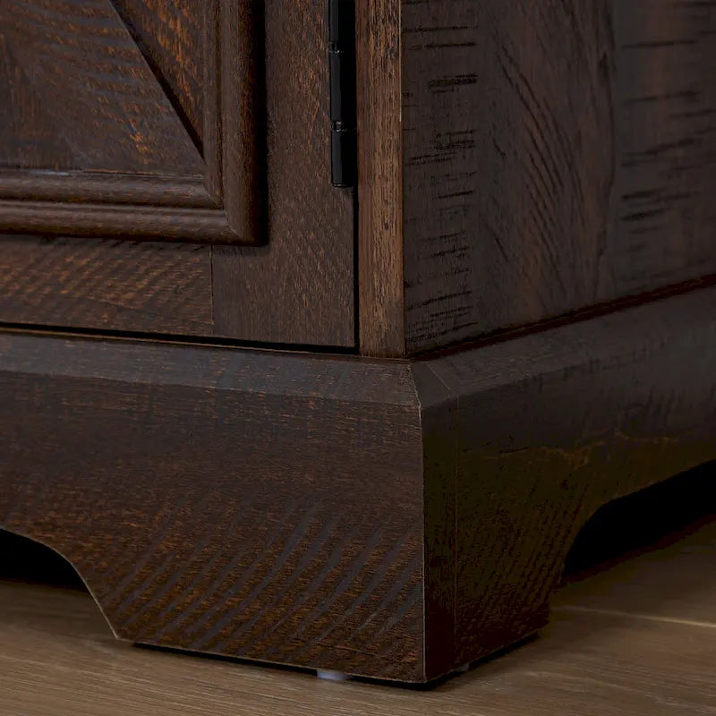 Barn Door Buffet Cabinet with Drawers and Wine Rack