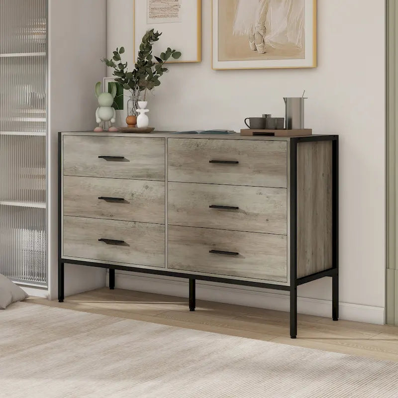 Barn Door Buffet Cabinet with Drawers and Wine Rack