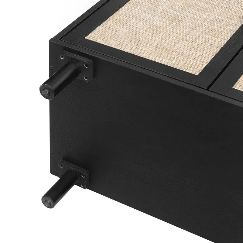2-Door 3-Drawer Rattan Storage Cabinet