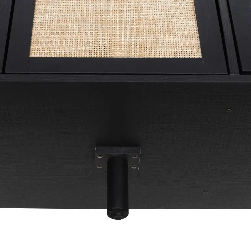 2-Door 3-Drawer Rattan Storage Cabinet