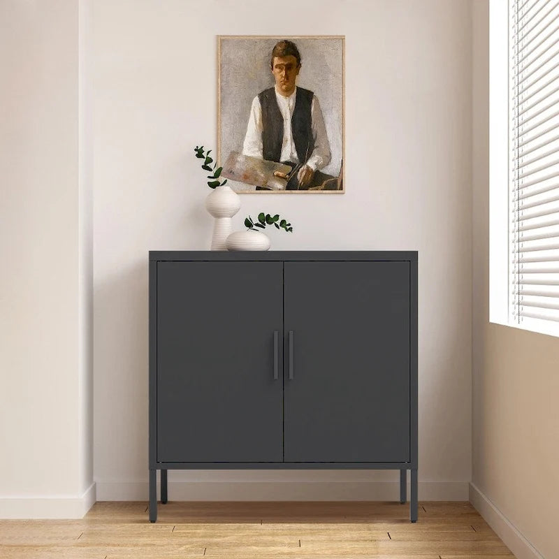 Lockable Steel Storage Cabinet with 2 Doors and Adjustable Shelves