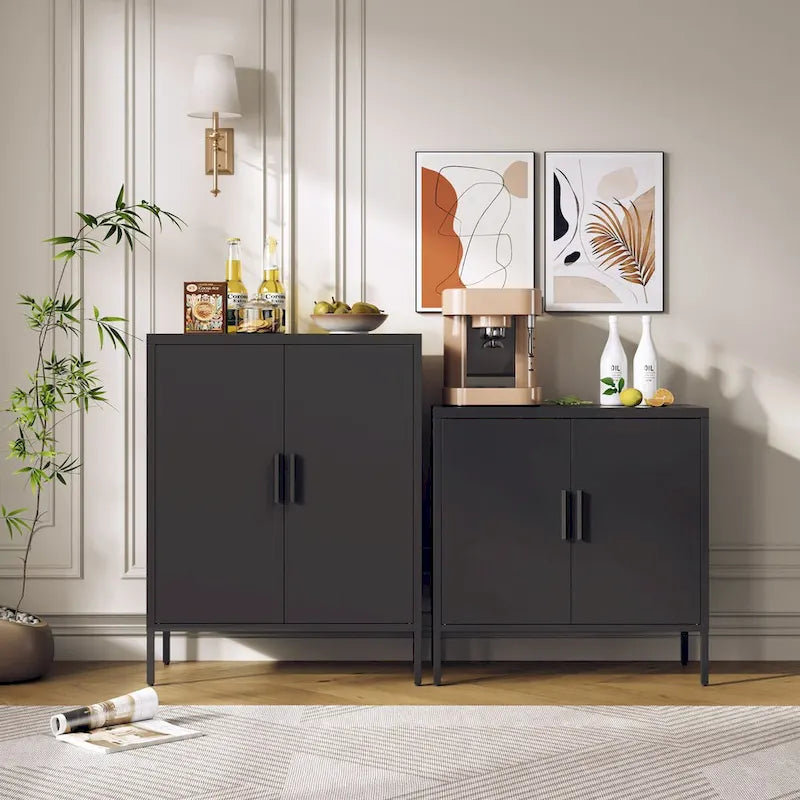 Lockable Steel Storage Cabinet with 2 Doors and Adjustable Shelves