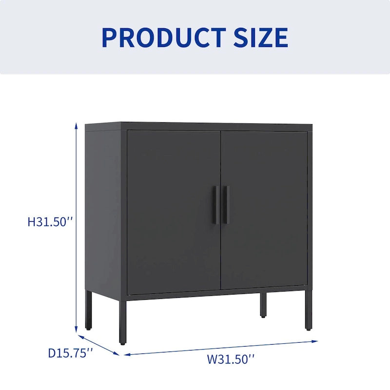 Lockable Steel Storage Cabinet with 2 Doors and Adjustable Shelves