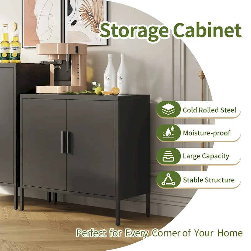 Lockable Steel Storage Cabinet with 2 Doors and Adjustable Shelves