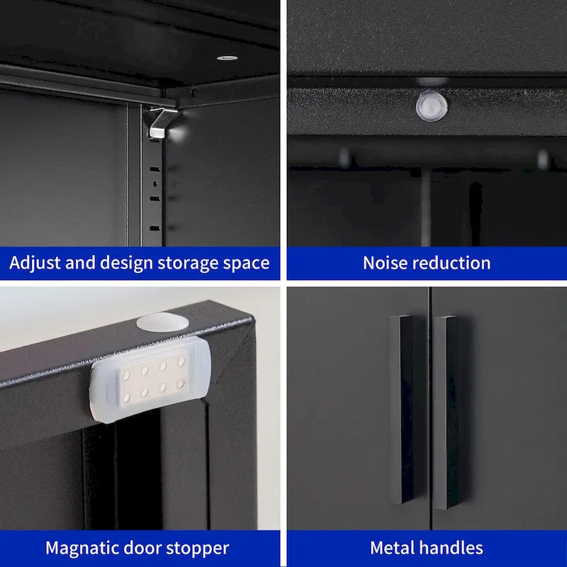 Lockable Steel Storage Cabinet with 2 Doors and Adjustable Shelves