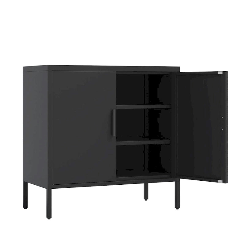 Lockable Steel Storage Cabinet with 2 Doors and Adjustable Shelves