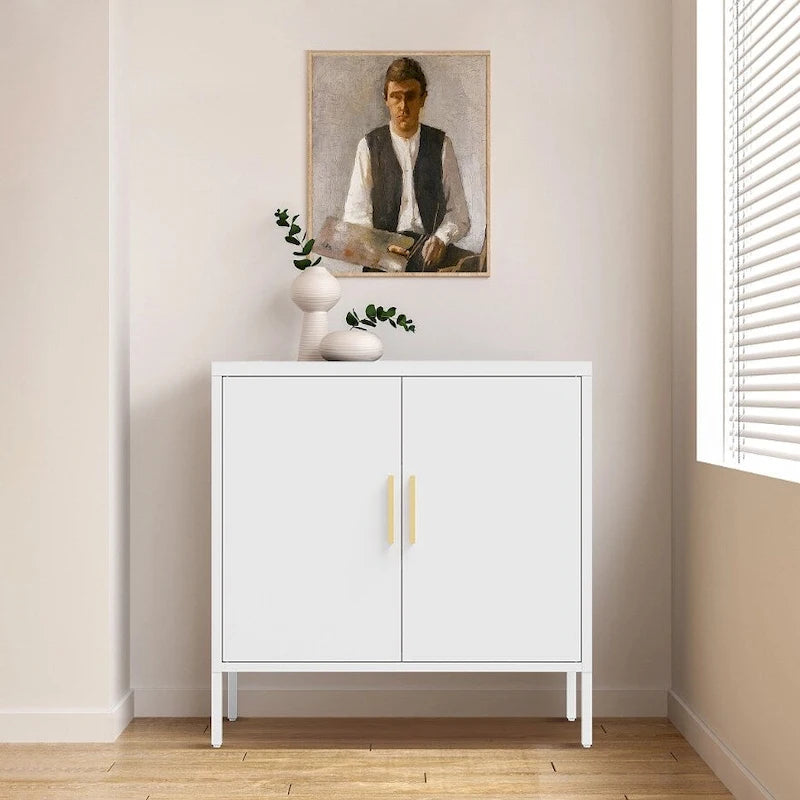 Lockable Steel Storage Cabinet with 2 Doors and Adjustable Shelves