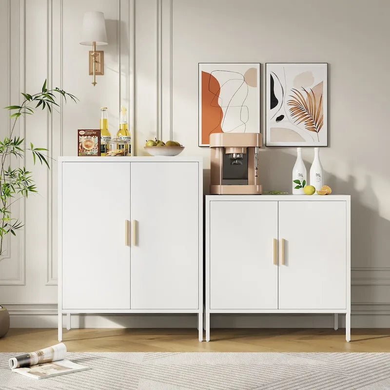 Lockable Steel Storage Cabinet with 2 Doors and Adjustable Shelves
