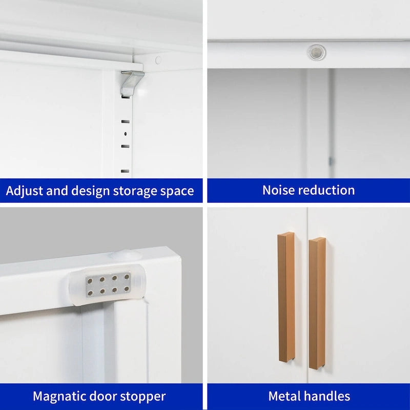 Lockable Steel Storage Cabinet with 2 Doors and Adjustable Shelves