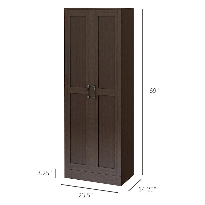 69 Tall Storage Cabinet with Adjustable Shelves and Soft-Close Doors, Coffee