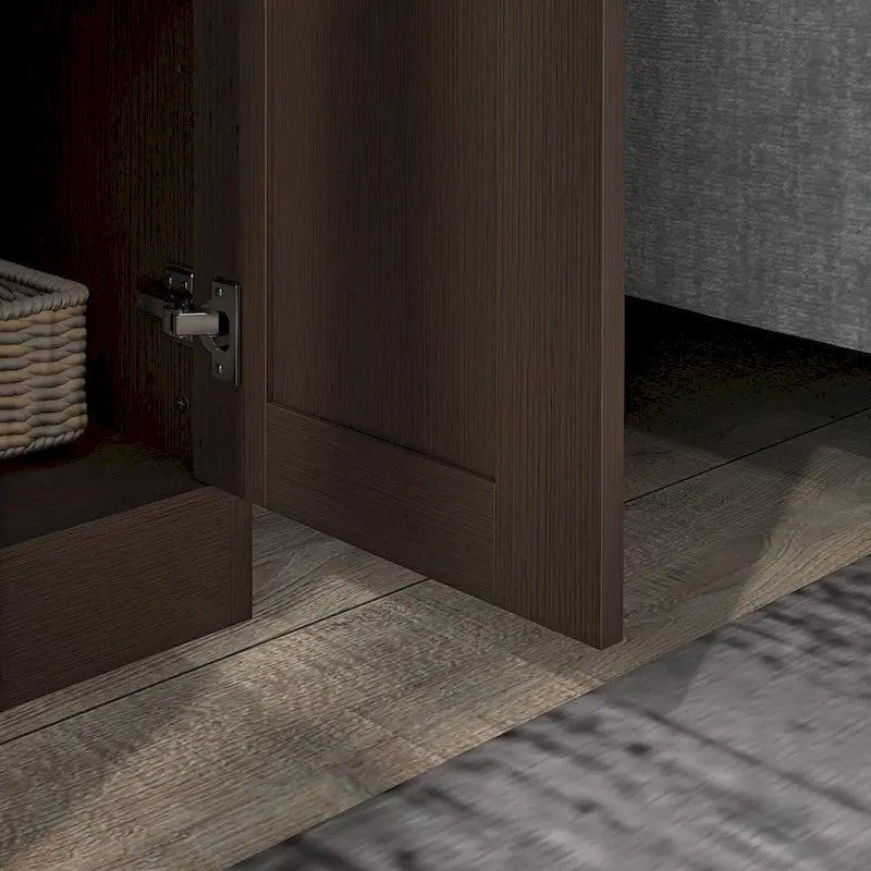 69 Tall Storage Cabinet with Adjustable Shelves and Soft-Close Doors, Coffee