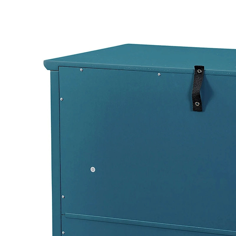 Teal Blue Vintage-Style Sideboard with Glass Doors