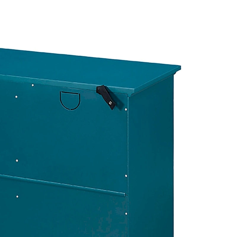 Teal Blue Vintage-Style Sideboard with Glass Doors