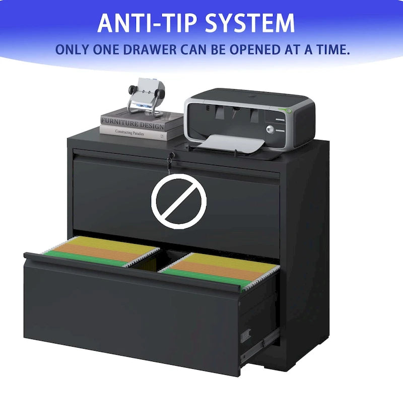 Lockable 2-Drawer Metal Filing Cabinet for Home Office