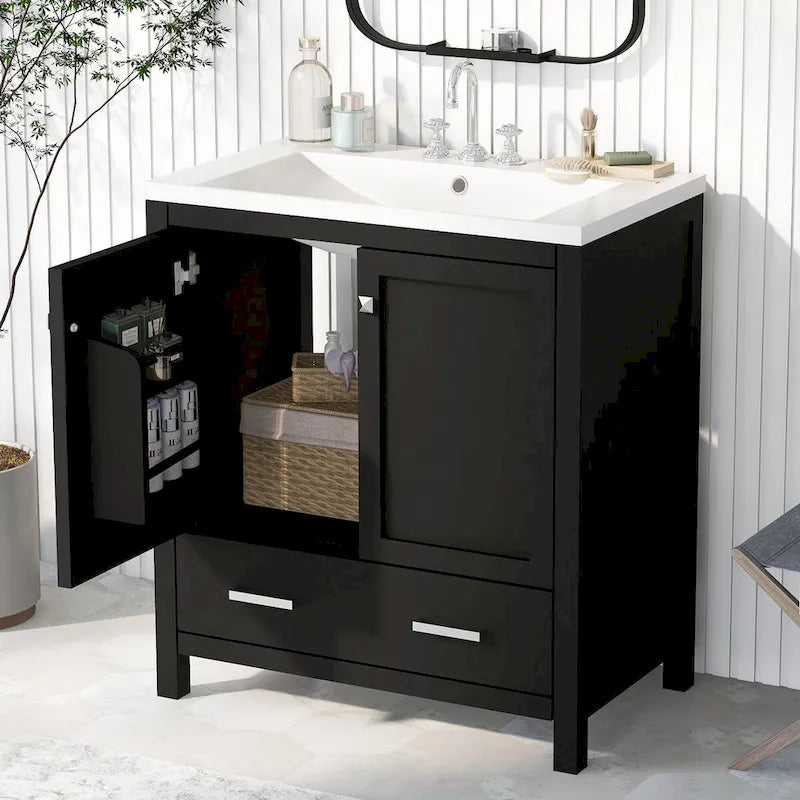 30-Inch Bathroom Vanity with Resin Sink, 2 Doors and Drawer