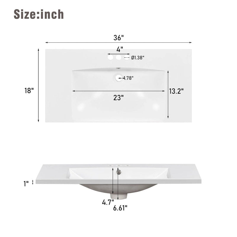 30-Inch Bathroom Vanity with Resin Sink, 2 Doors and Drawer