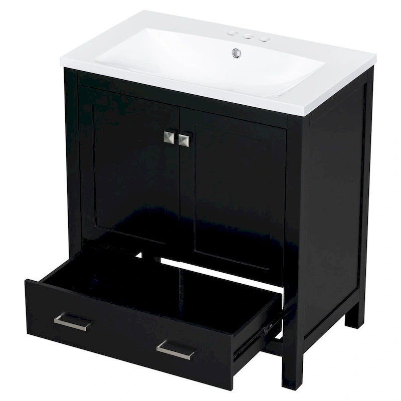 30-Inch Bathroom Vanity with Resin Sink, 2 Doors and Drawer