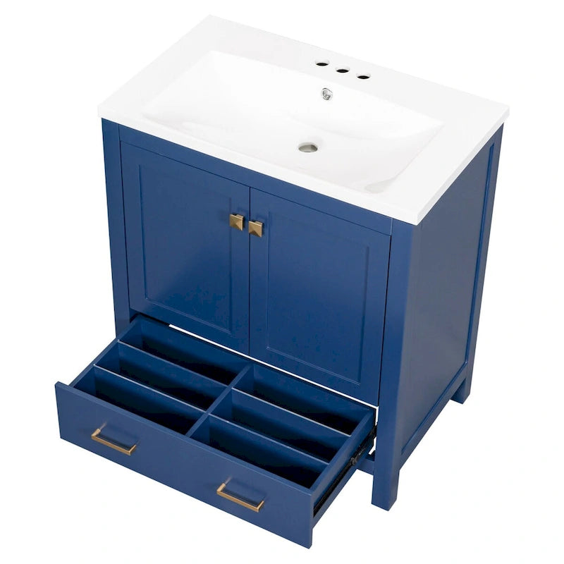 30-Inch Bathroom Vanity with Resin Sink, 2 Doors and Drawer
