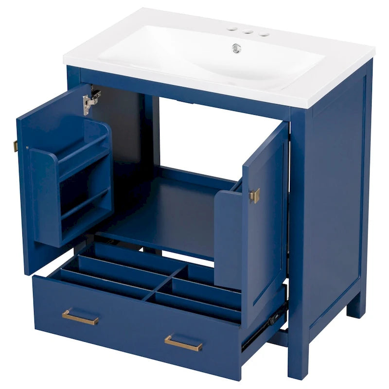 30-Inch Bathroom Vanity with Resin Sink, 2 Doors and Drawer