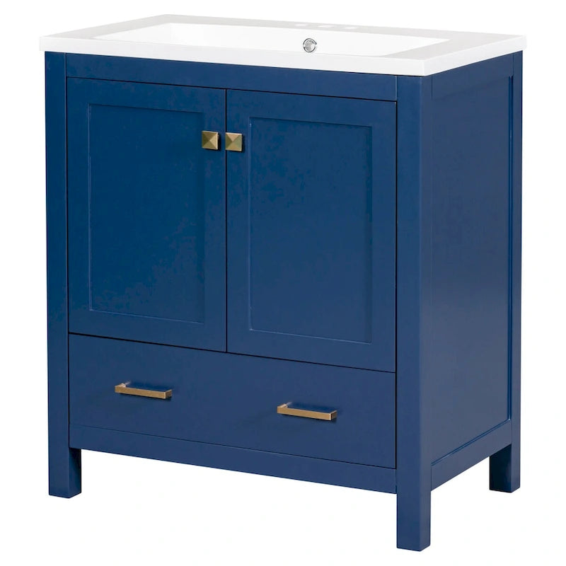 30-Inch Bathroom Vanity with Resin Sink, 2 Doors and Drawer