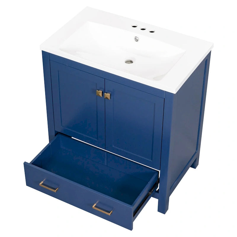 30-Inch Bathroom Vanity with Resin Sink, 2 Doors and Drawer
