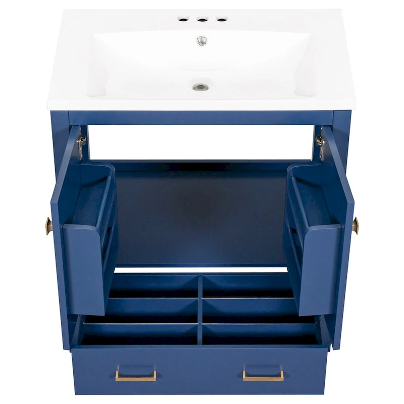 30-Inch Bathroom Vanity with Resin Sink, 2 Doors and Drawer