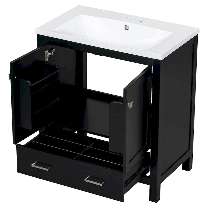 30-Inch Bathroom Vanity with Resin Sink, 2 Doors and Drawer