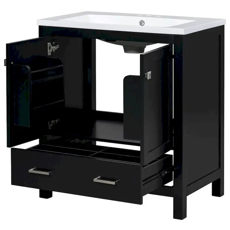 30-Inch Bathroom Vanity with Resin Sink, 2 Doors and Drawer