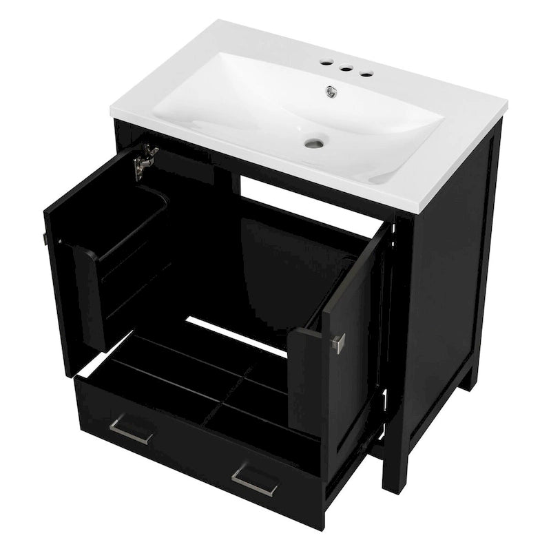 30-Inch Bathroom Vanity with Resin Sink, 2 Doors and Drawer